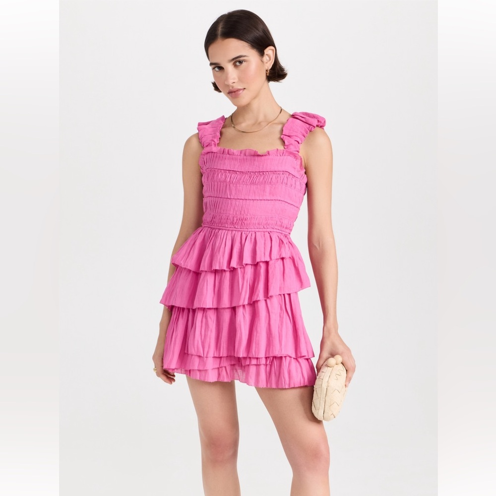 Sea NY Cole Smocked Ramie Sleeveless Tiered Dress NWT